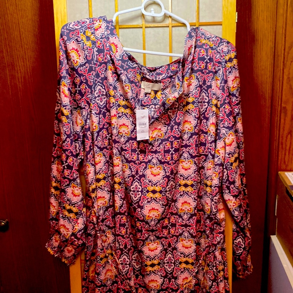 LOFT pink and grey floral/paisley shift dress NWT 24W NWT